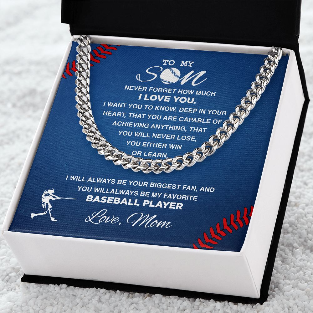 To My Baseball Son, Never Forget - Cuban Link Necklace
