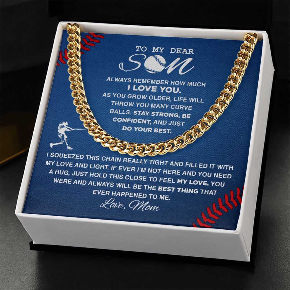 To My Dear Baseball Son - Cuban Link Necklace