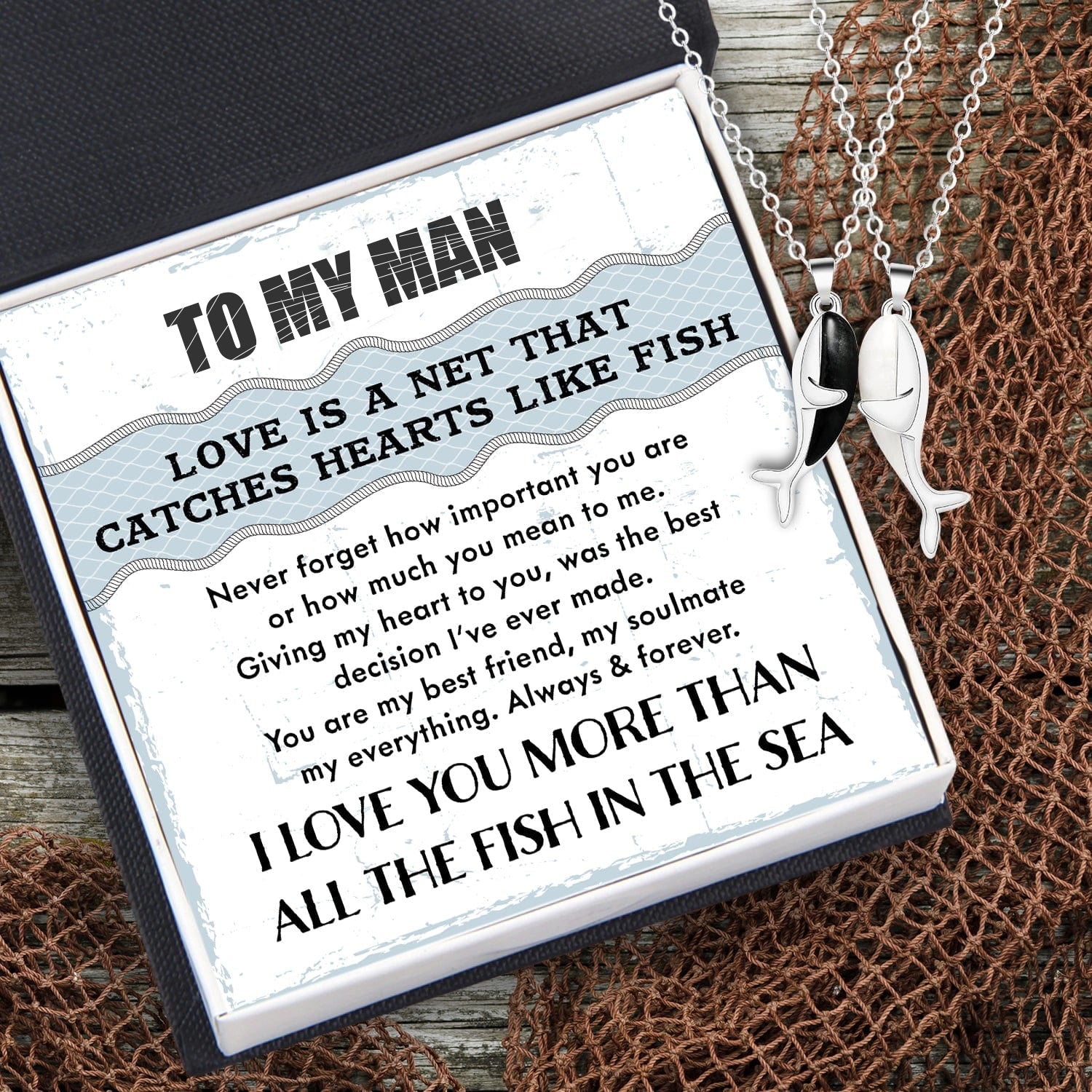 Whale Hug Couple Necklace - Fishing - To My Man- Always & Forever-15208