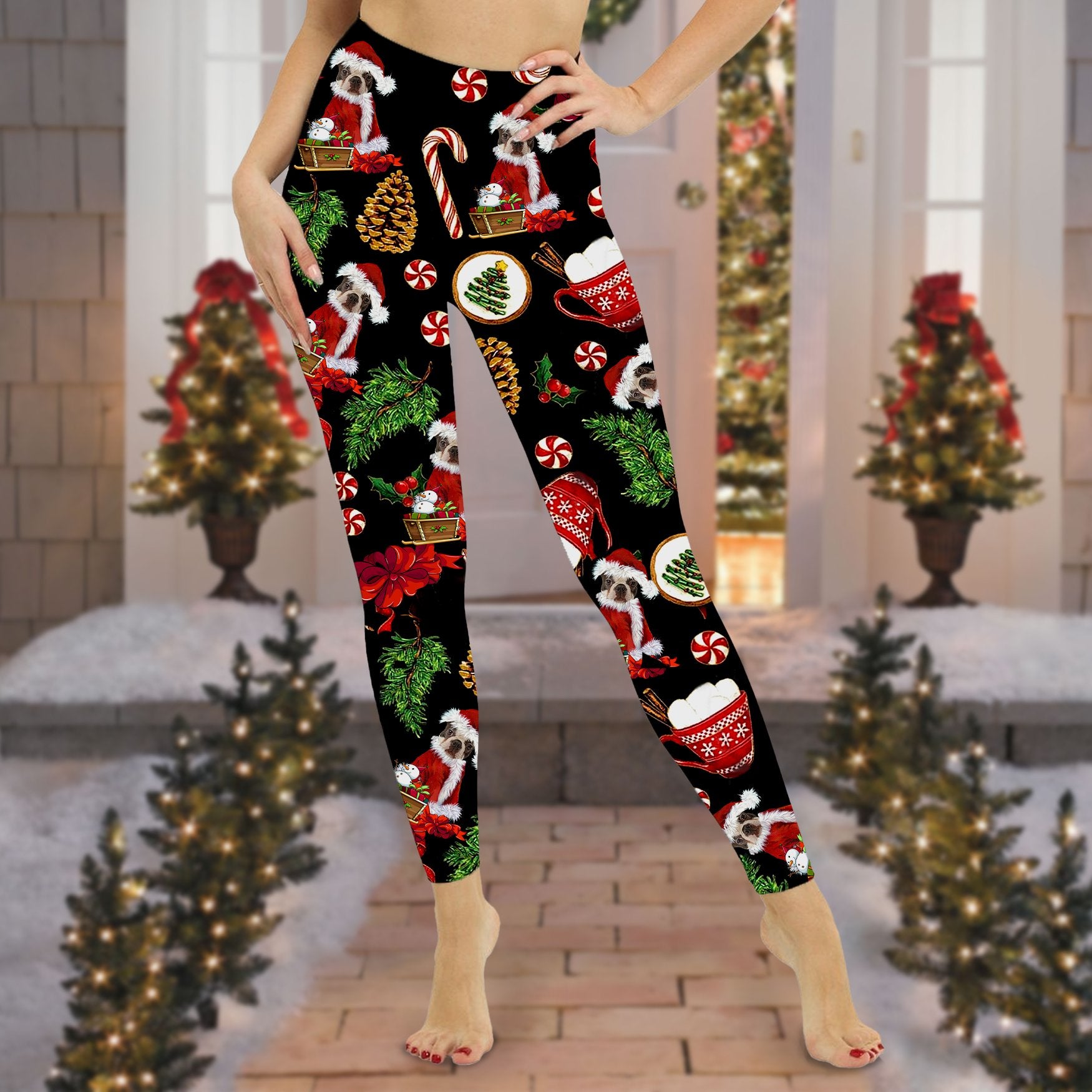 Boston Terrier All Over Print Christmas Legging