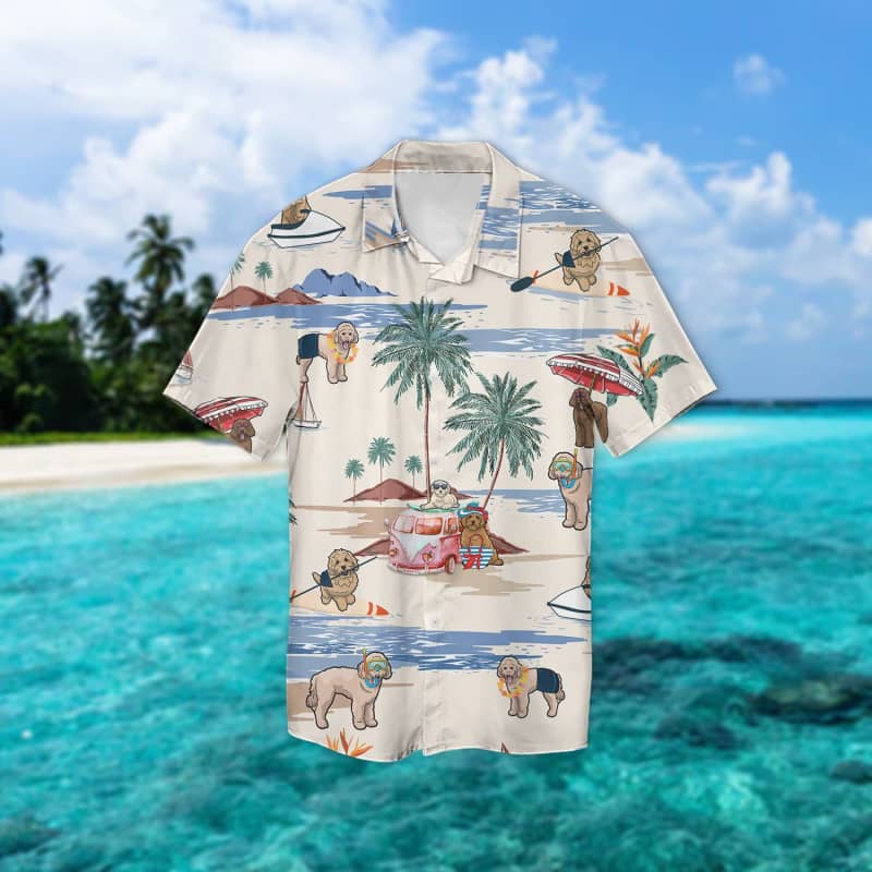 Goldendoodle Summer Beach Hawaiian Shirt