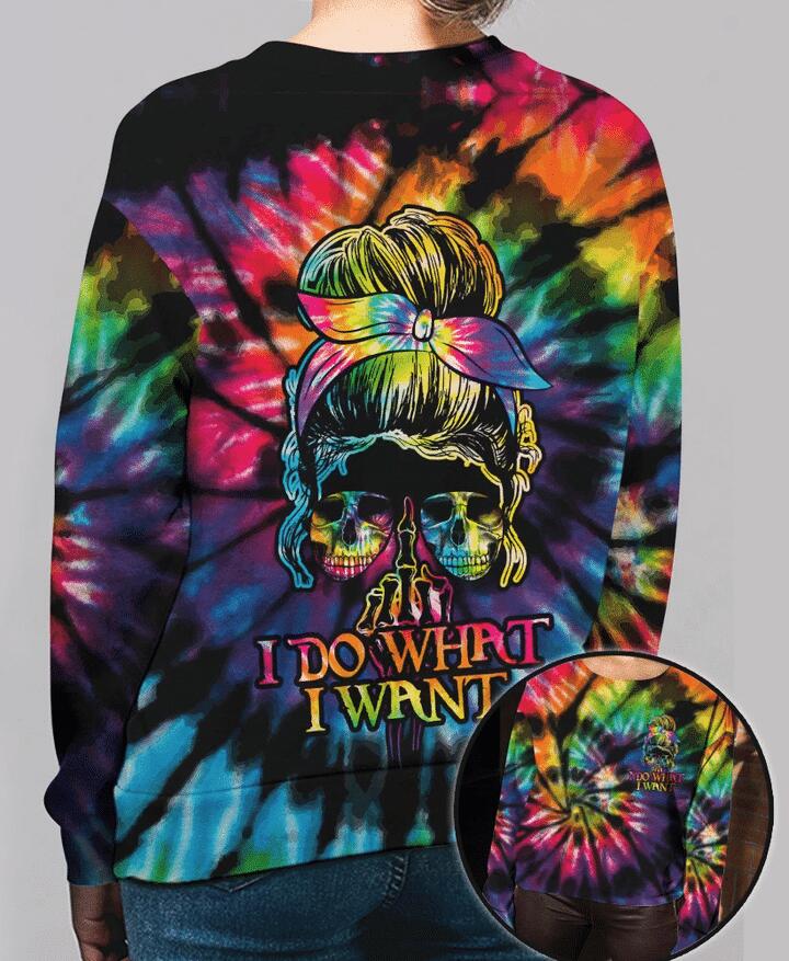 I DO WHAT I WANT SKULL TIE DYE ALL OVER PRINT