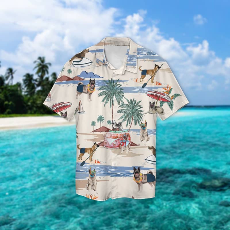 Norwegian Elkhound Summer Beach Hawaiian Shirt