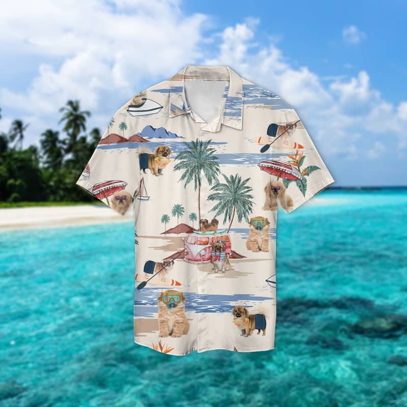 Tibetan Spaniel Summer Beach Hawaiian Shirt