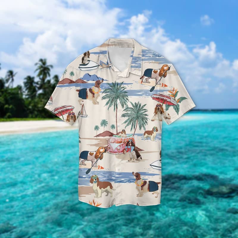 Welsh Springer Spaniel Summer Beach Hawaiian Shirt