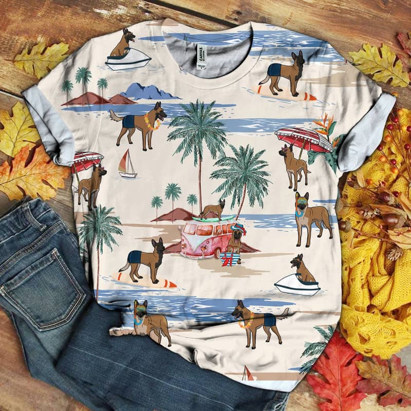 Belgian Malinois Summer Beach 3D Shirt