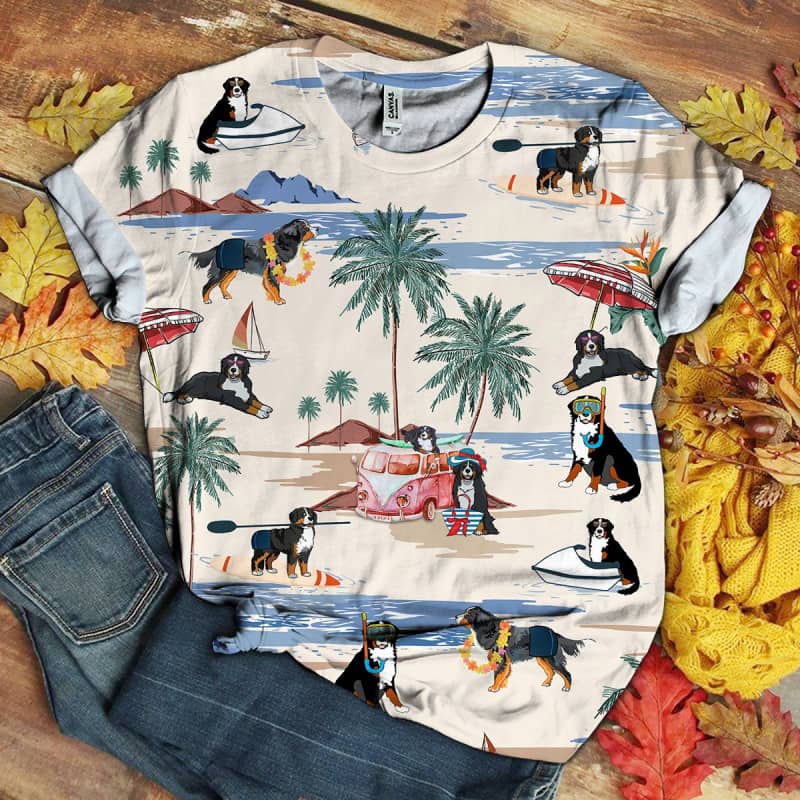 Bernese Mountain Summer Beach 3D Shirt