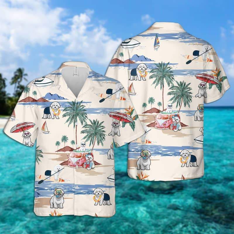 Bichon Frise Summer Beach Hawaiian Shirt