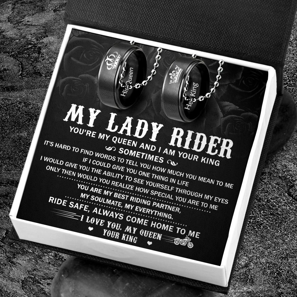 Biker Couple Pendant Necklaces - My Lady Rider - Ride Safe, Always Come Home To Me-15194