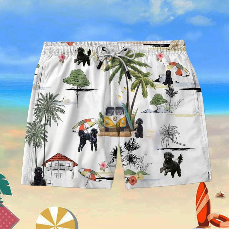 Black Labradoodle Beach Shorts