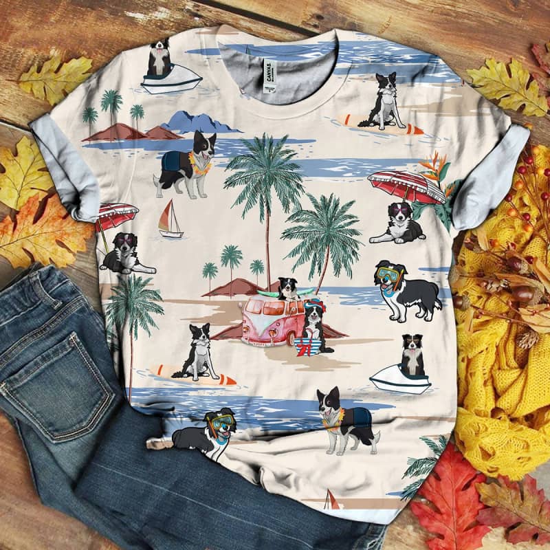 Border Collie Beach 3D Shirt