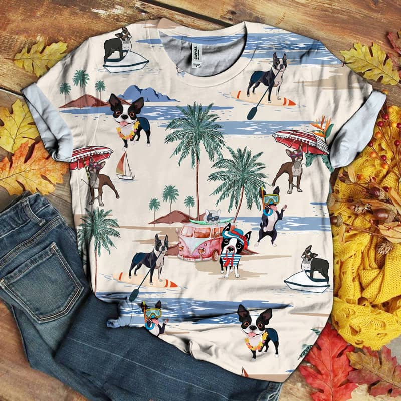 Boston Terrier Beach 3D Shirt