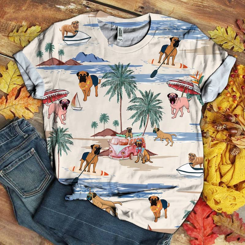 Bullmastiff Summer Beach 3D Shirt