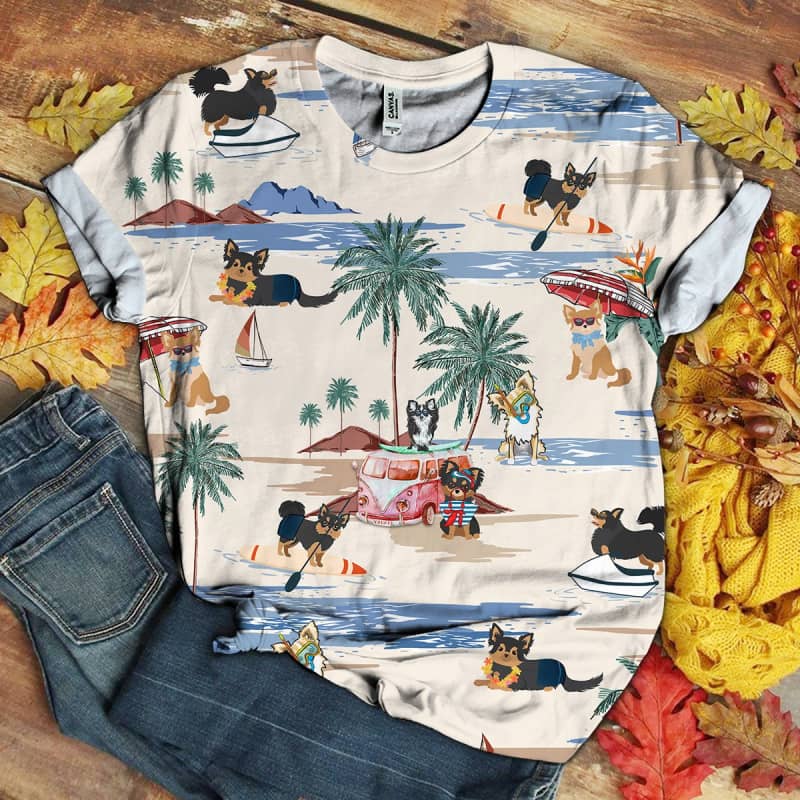 Chihuahua Longhair Summer Beach 3D Shirt