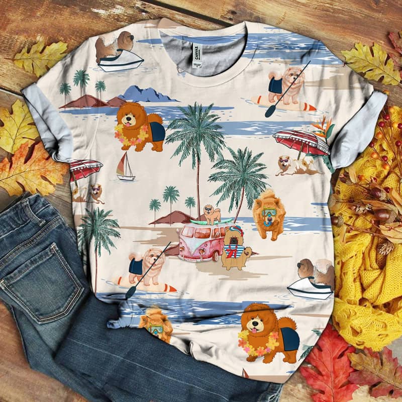 Chow Chow Summer Beach 3D Shirt