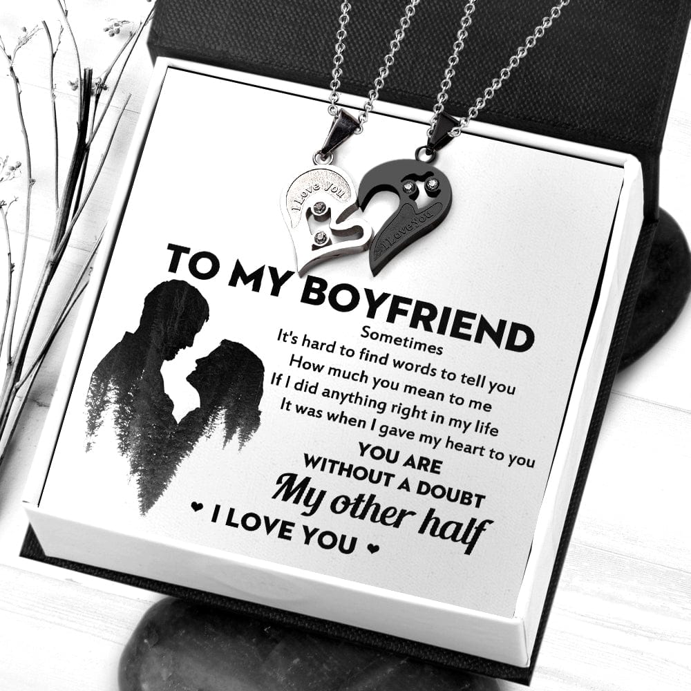 Couple Heart Necklaces - Family - To My Boyfriend - How Much You Mean To Me - Glt12010