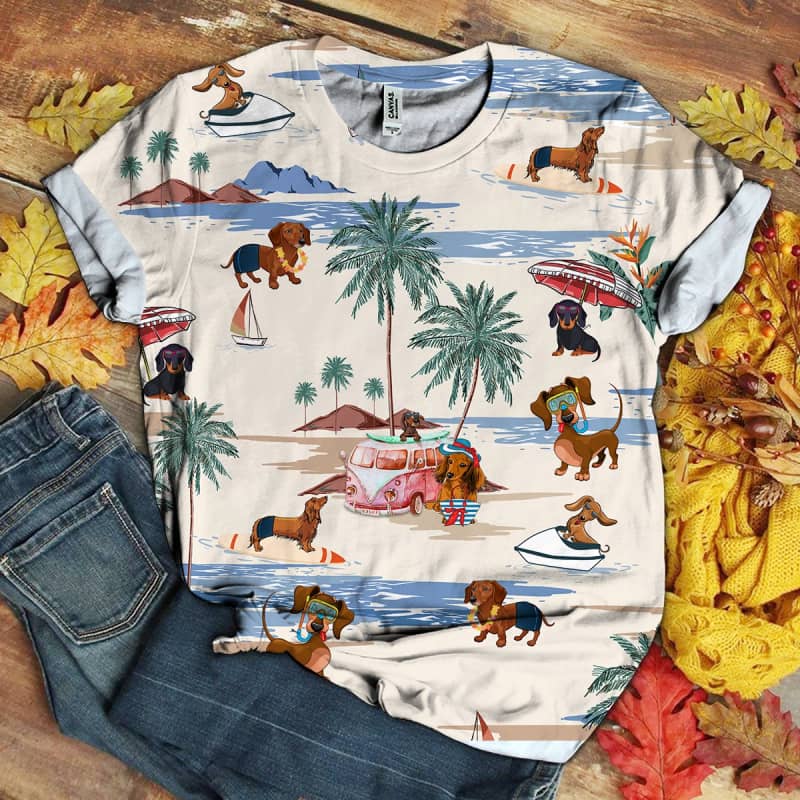 Dachshund Beach 3D Shirt