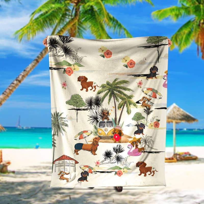 Dachshund Summer Beach Blanket - FA