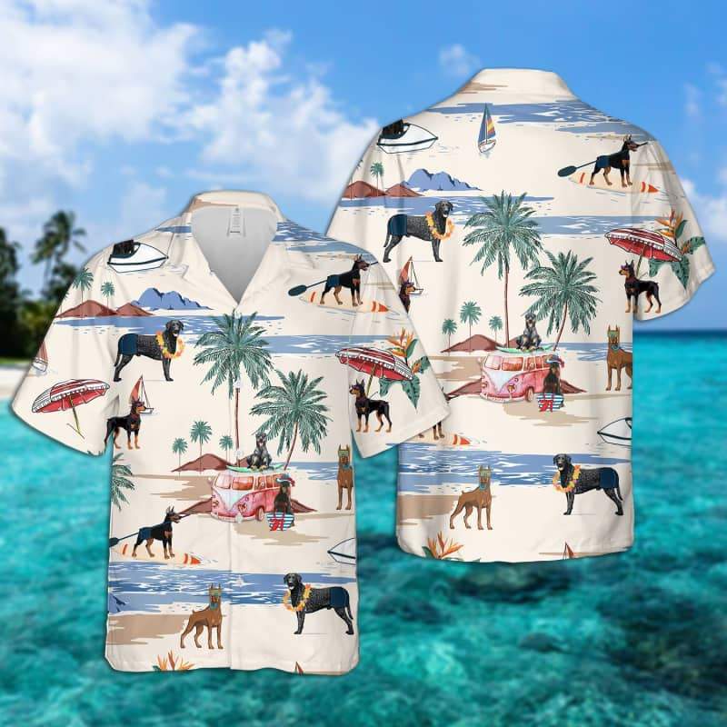 Doberman Pinscher Summer Beach Hawaiian Shirt