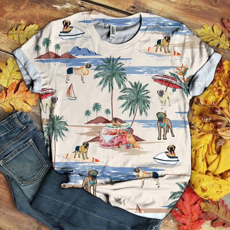 English Mastiff Summer Beach 3D Shirt