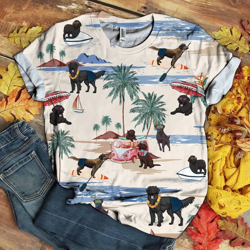 Flat-Coated Retriever Summer Beach 3D Shirt