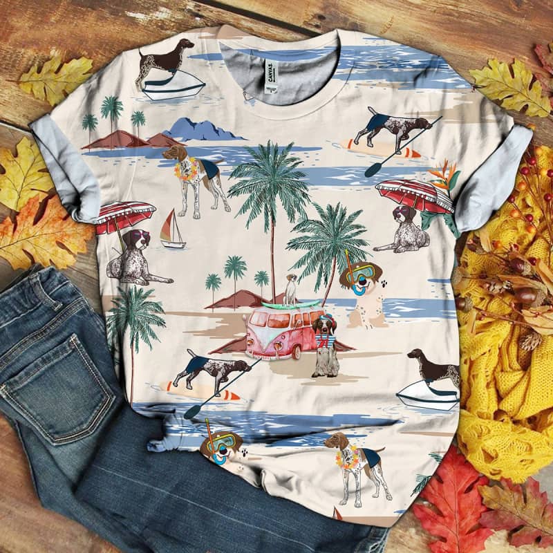 German Shorthaired Pointer  Summer Beach 3D Shirt