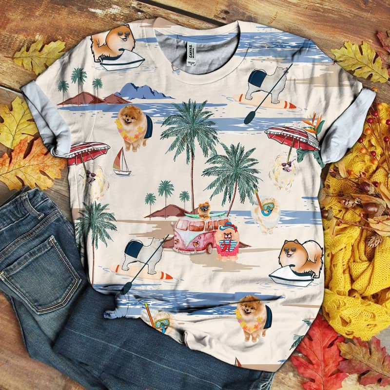 German Spitz Summer Beach 3D Shirt