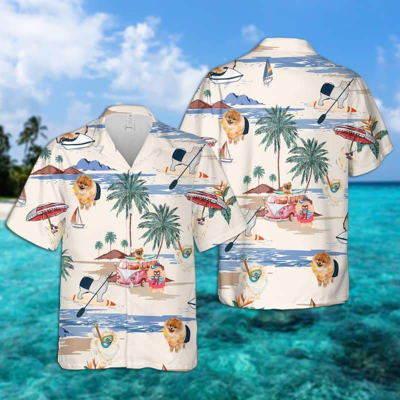 German Spitz Summer Beach Hawaiian Shirt