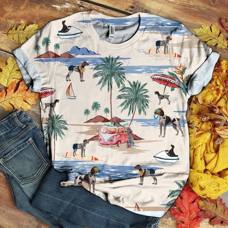 German Wirehaired Pointer Summer Beach 3D Shirt