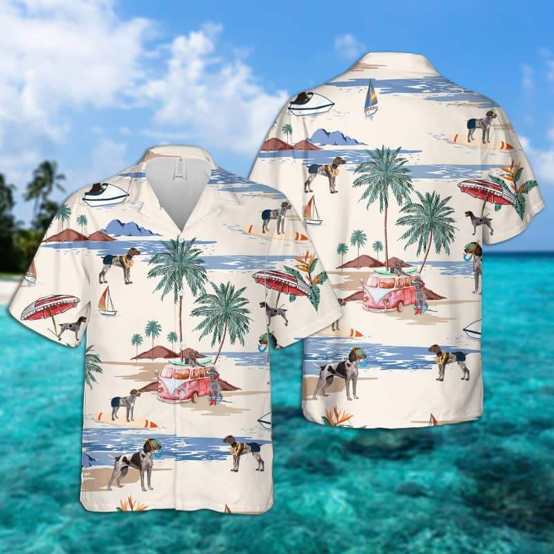 German Wirehaired Pointer Summer Beach Hawaiian Shirt