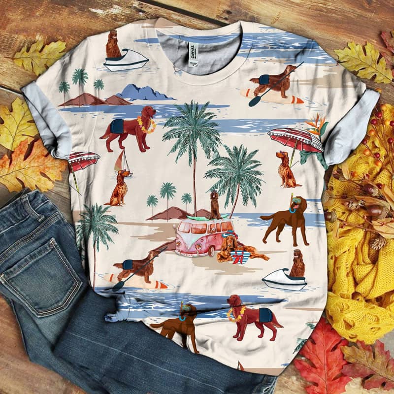 Irish Setter Summer Beach 3D Shirt