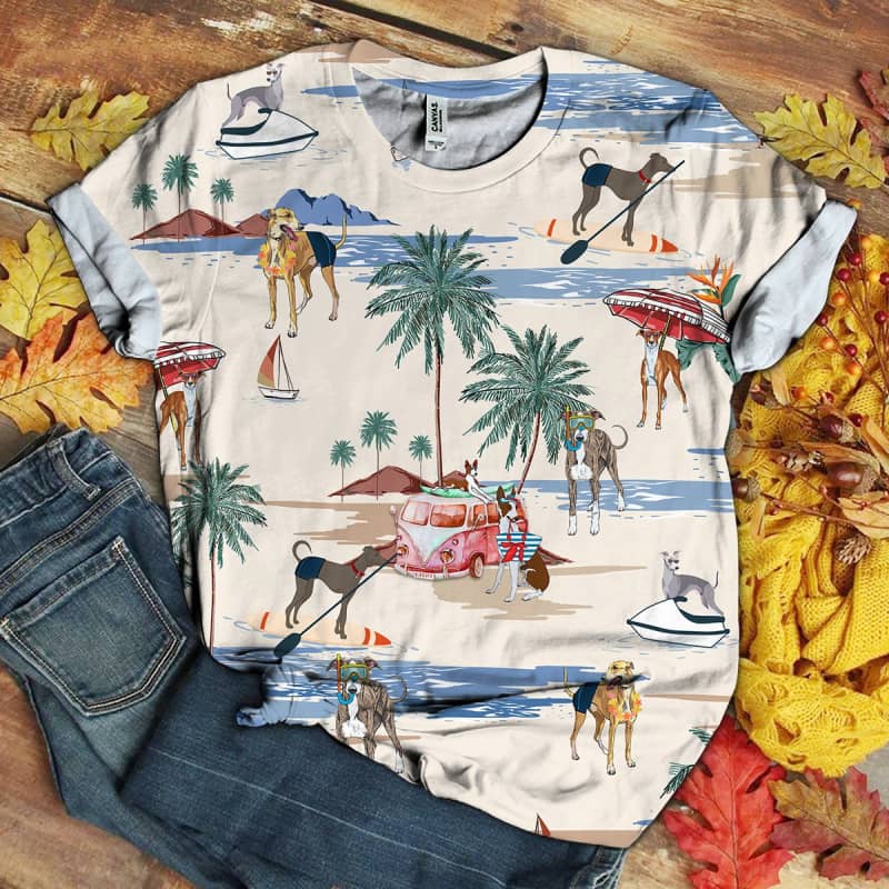 Italian Greyhound Beach 3D Shirt