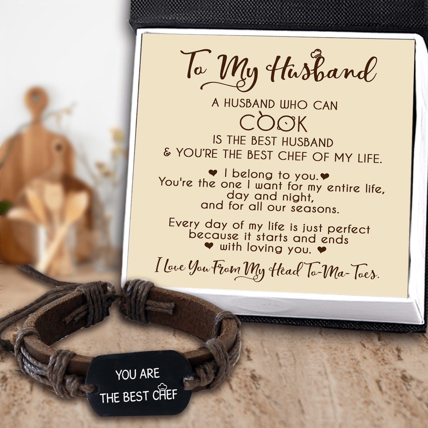 Leather Cord Bracelet - Cooking - To My Husband - I Belong To You - Gbr14006