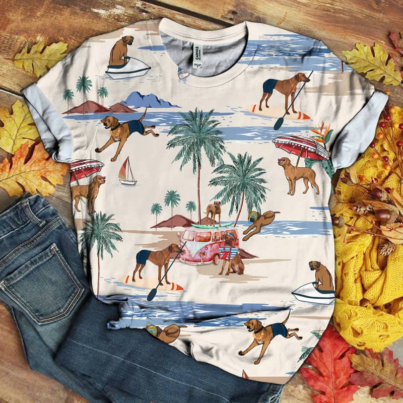 Rhodesian Ridgeback Beach 3D Shirt