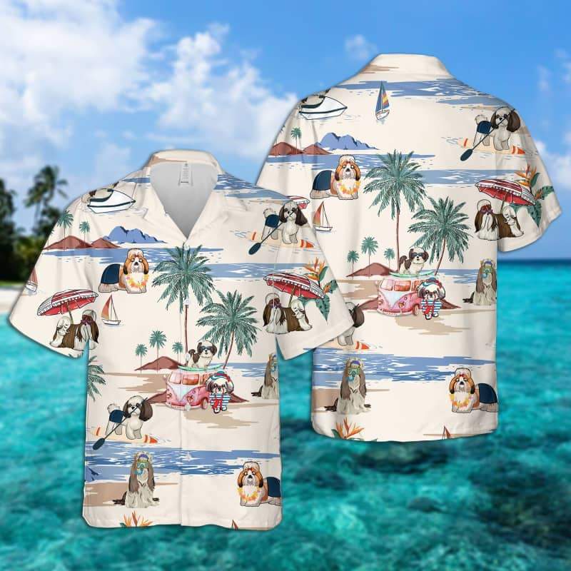 Shih Tzu Summer Beach Hawaiian Shirt